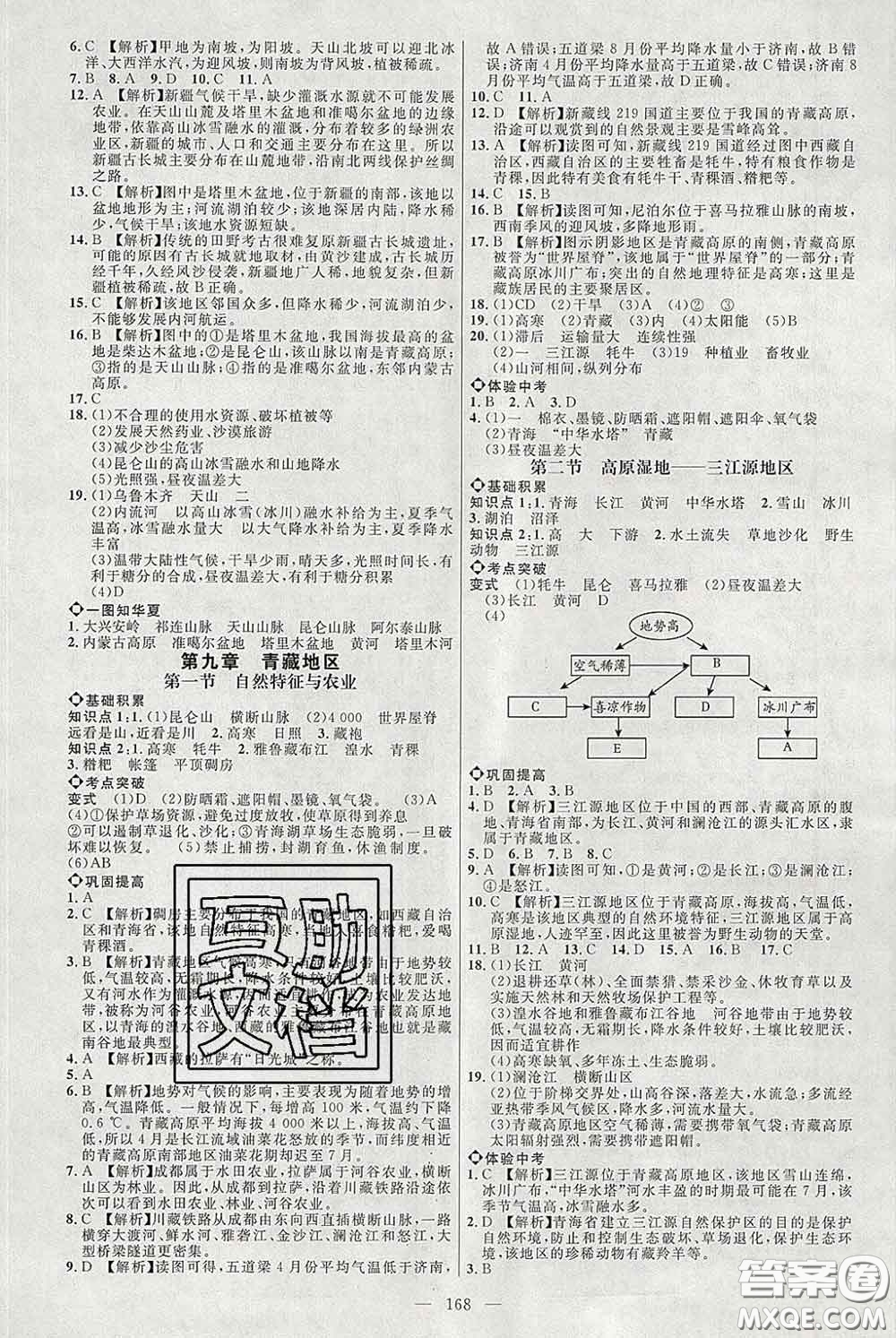 2020春名師助學系列細解巧練七年級地理下冊人教版答案