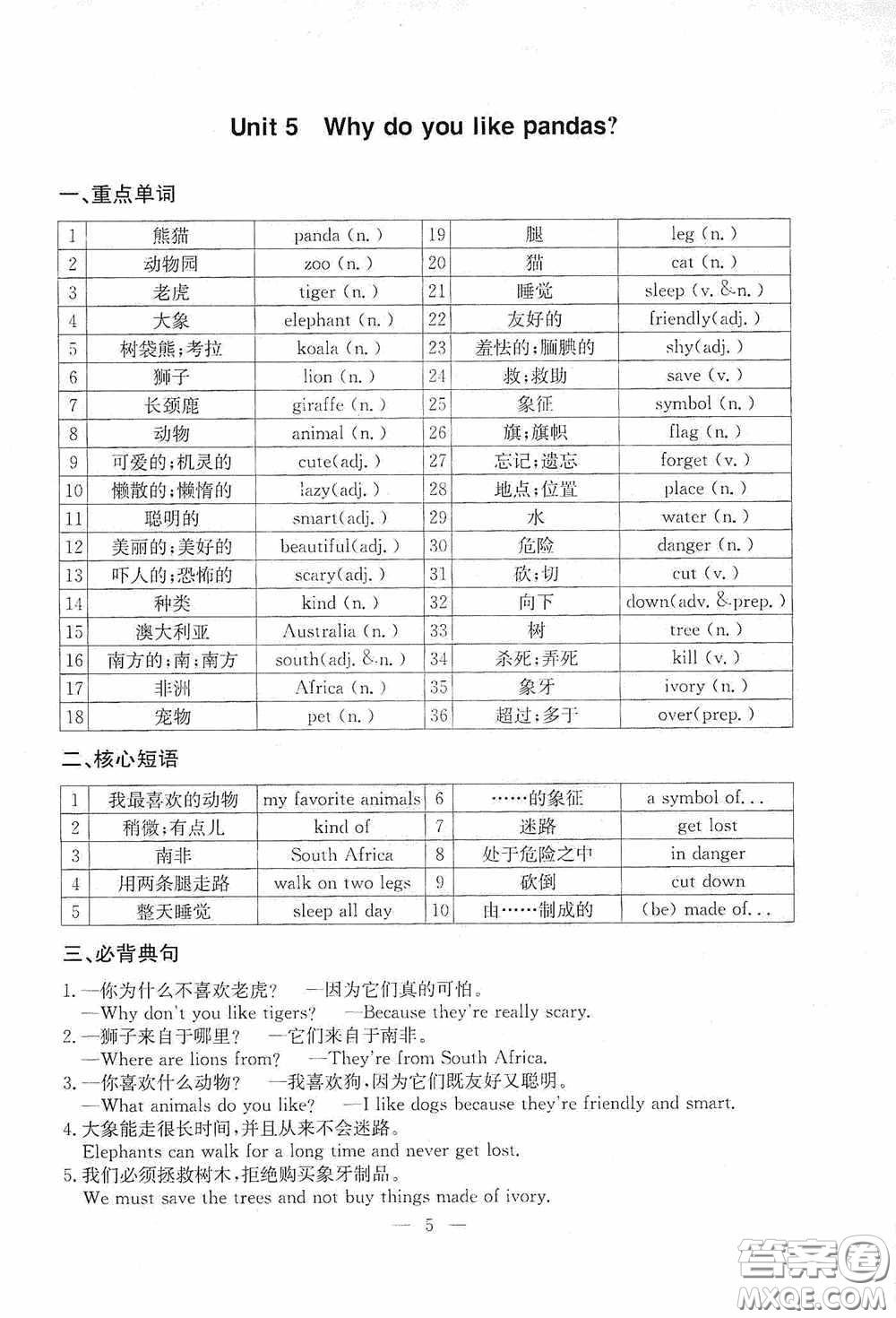 云南科技出版社2020名師金典七年級(jí)英語(yǔ)下冊(cè)人教版隨身寶答案