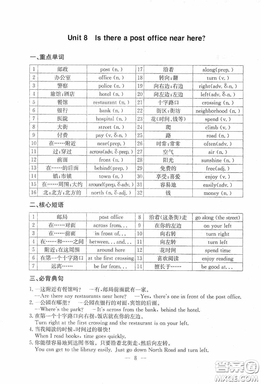 云南科技出版社2020名師金典七年級(jí)英語(yǔ)下冊(cè)人教版隨身寶答案