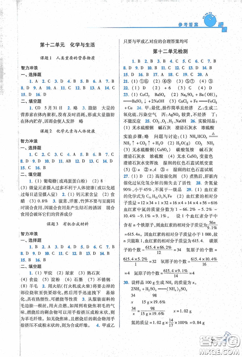 東南大學出版社2020名師點撥課課通教材全解析九年級化學下冊人教版答案