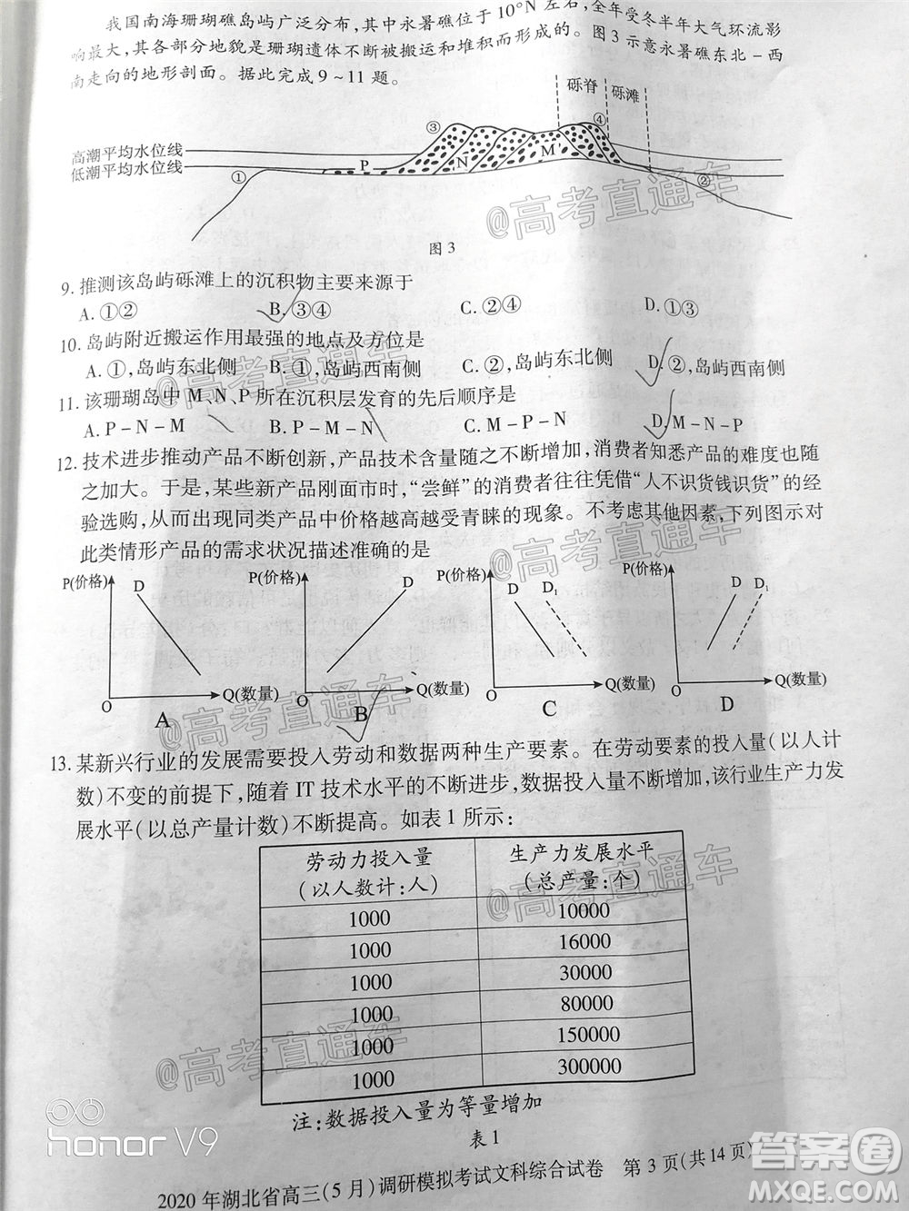 2020年湖北省高三5月調(diào)研模擬考試文科綜合試題及答案