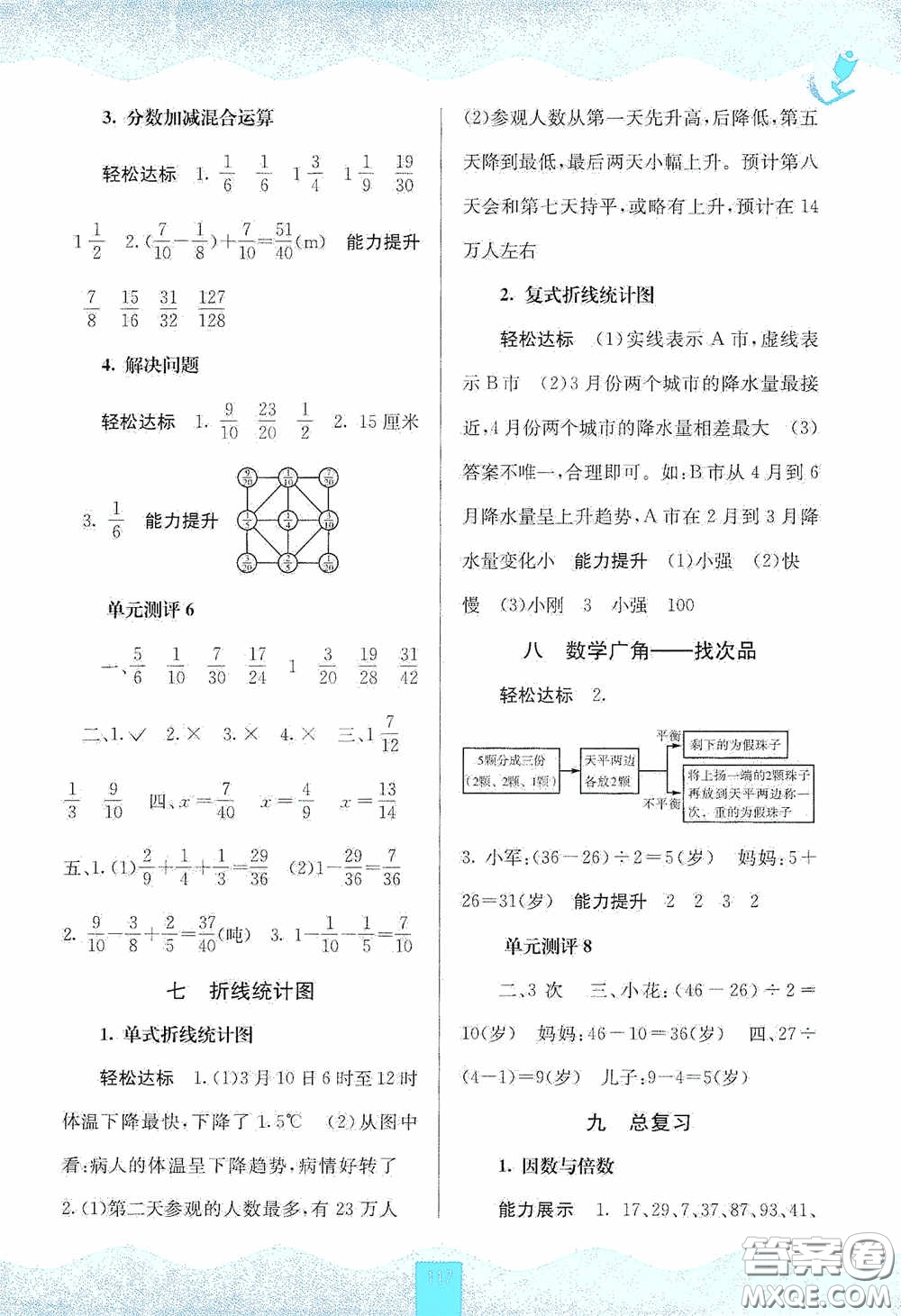 廣西教育出版社2020自主學習能力測評五年級數學下冊人教版答案