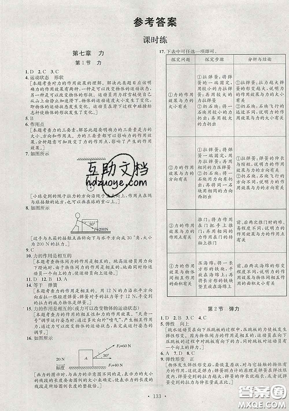 2020春思路教練同步課時(shí)作業(yè)八年級(jí)物理下冊(cè)人教版答案