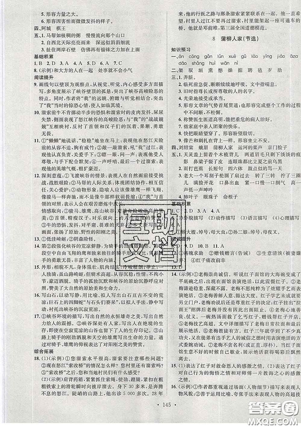 2020春思路教練同步課時(shí)作業(yè)九年級(jí)語(yǔ)文下冊(cè)人教版答案