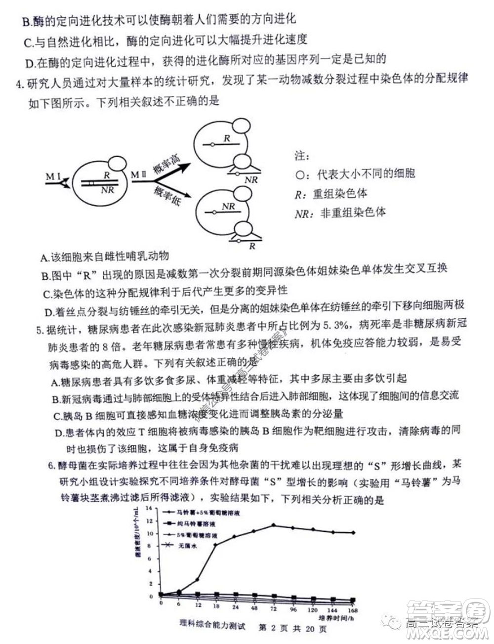 雅禮中學2020屆高三5月質(zhì)量檢測理科綜合試題及答案