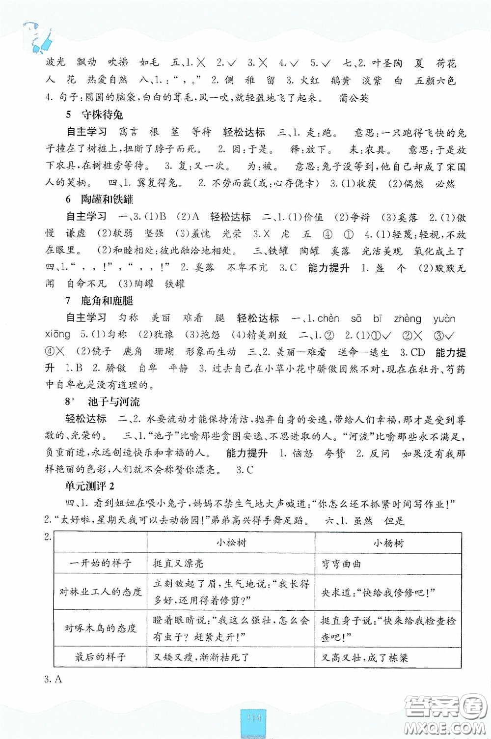 廣西教育出版社2020自主學(xué)習(xí)能力測(cè)評(píng)三年級(jí)語文下冊(cè)人教版答案