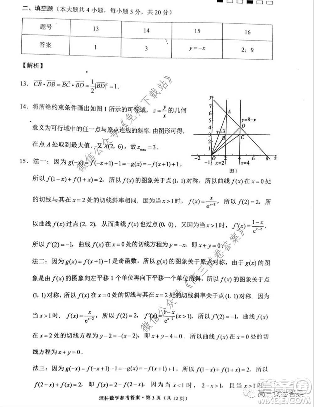 巴蜀中學(xué)2020屆高考適應(yīng)性月考卷七理科數(shù)學(xué)試題及答案