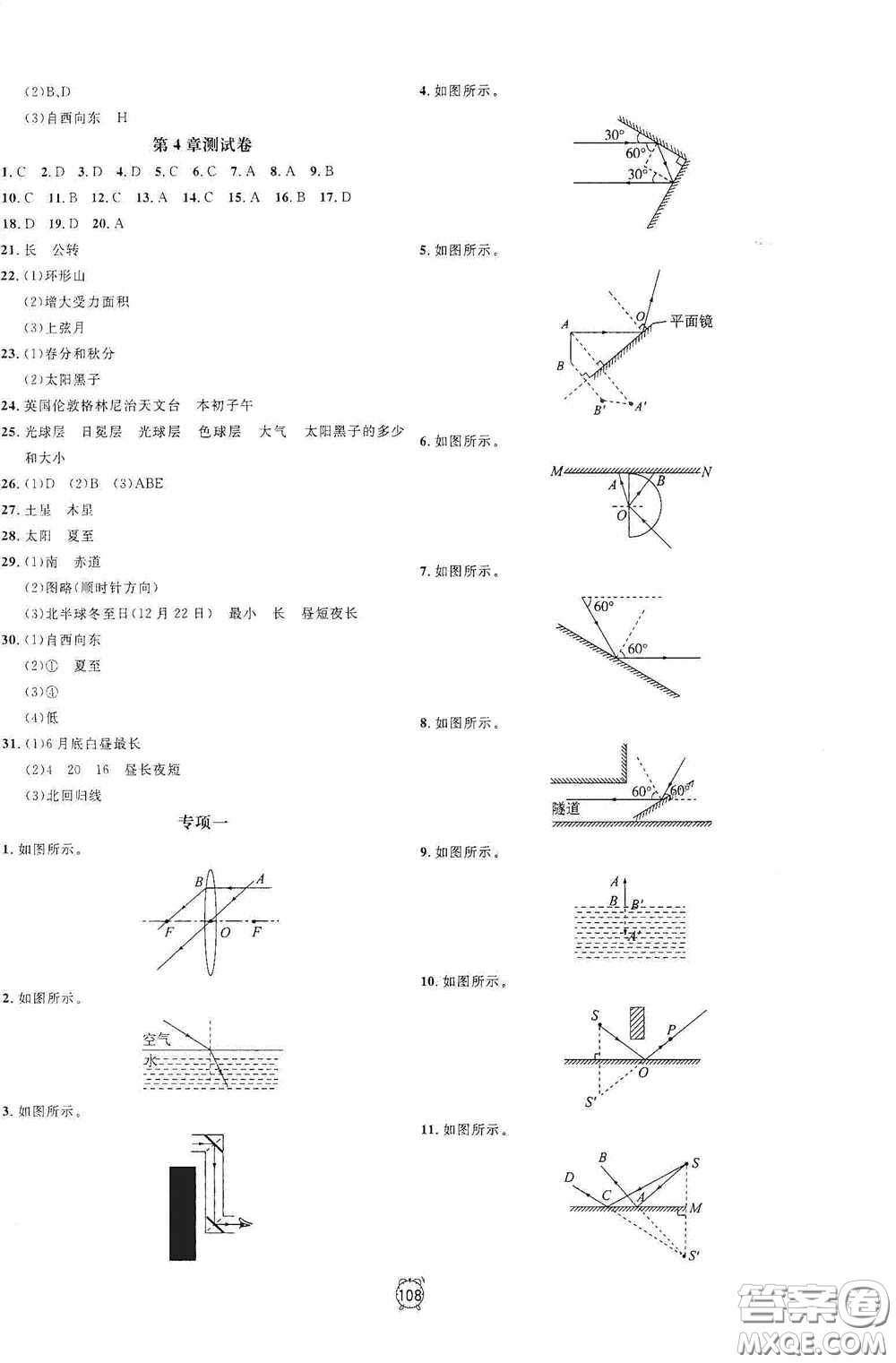 鐘書金牌2020過關沖刺100分七年級科學下冊浙教版答案