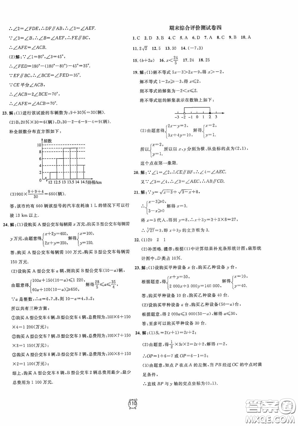 鐘書金牌2020過關沖刺100分七年級數(shù)學下冊人教版答案