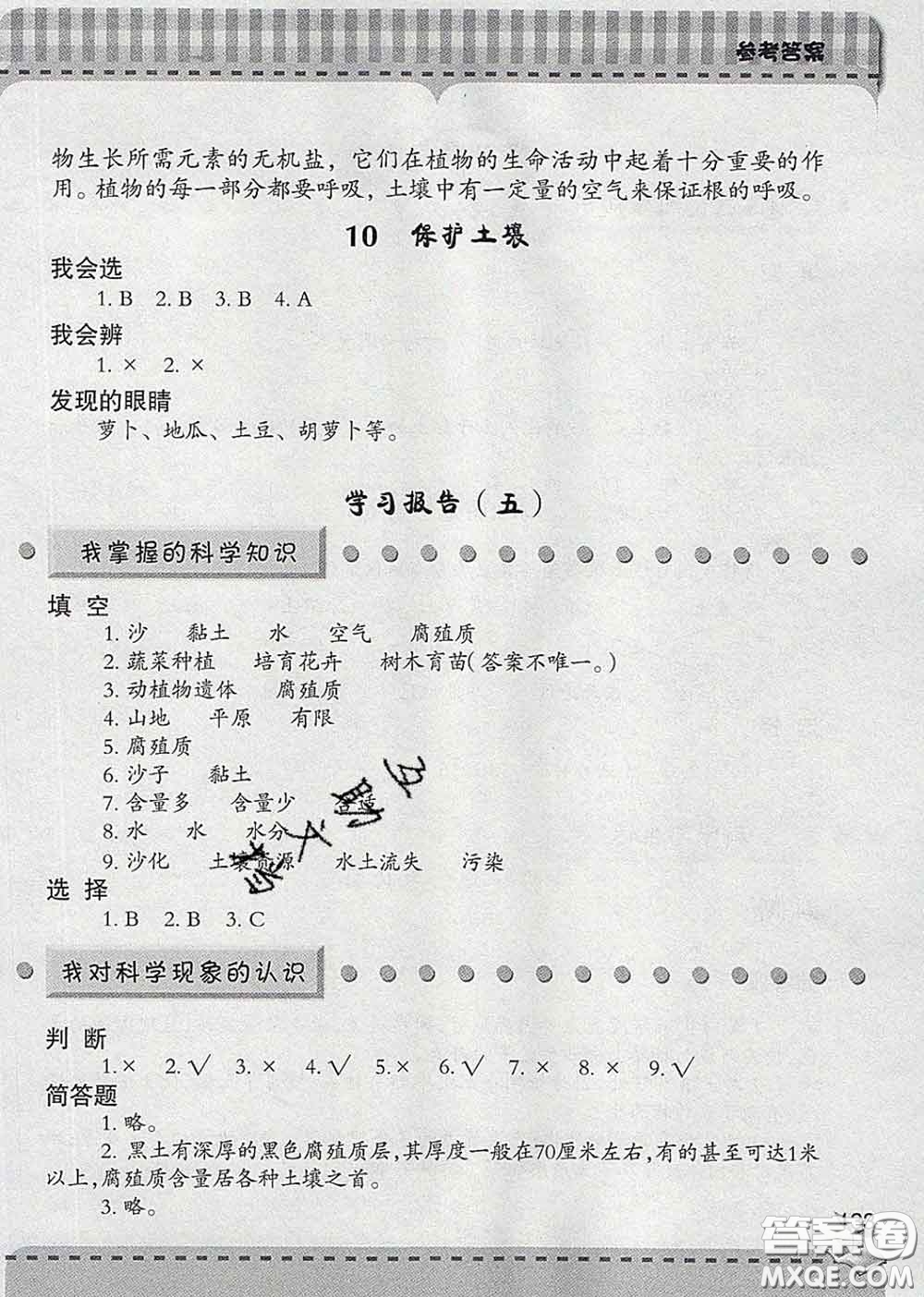 青島出版社2020春新課堂同步學習與探究四年級科學下冊答案