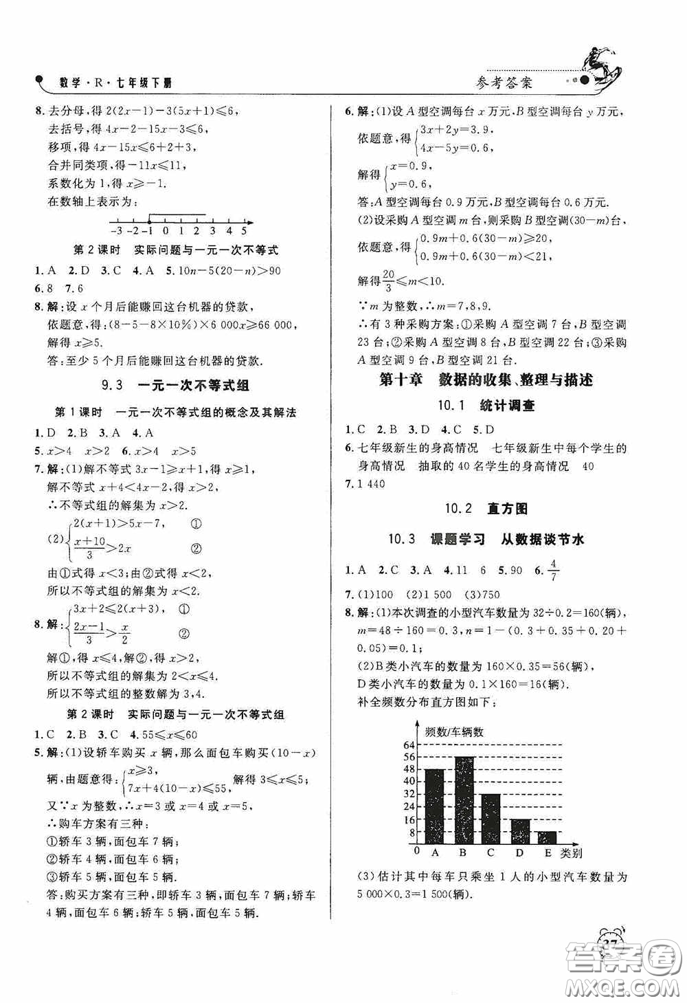 鐘書(shū)金牌2020過(guò)關(guān)沖刺100分課時(shí)作業(yè)七年級(jí)數(shù)學(xué)下冊(cè)人教版答案