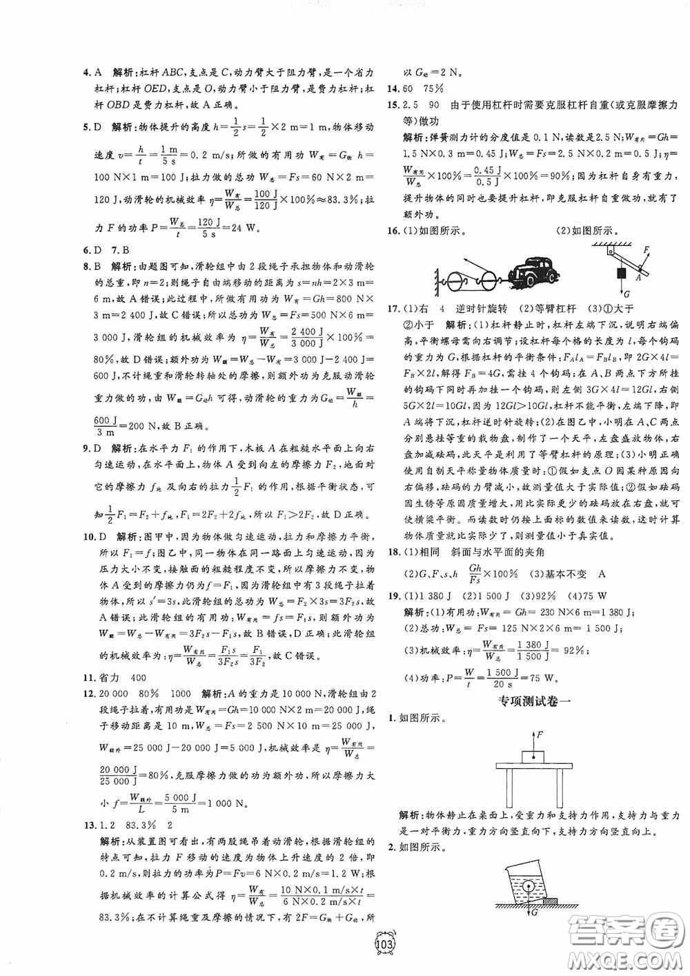 鐘書金牌2020過關(guān)沖刺100分八年級物理下冊人教版答案