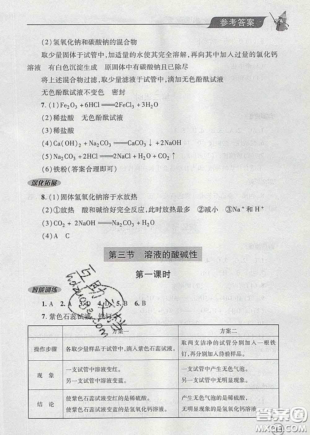 青島出版社2020春新課堂同步學(xué)習(xí)與探究九年級(jí)化學(xué)下冊(cè)答案