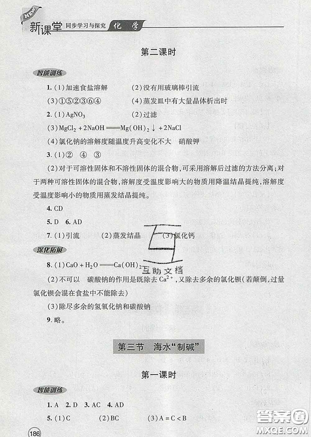 青島出版社2020春新課堂同步學(xué)習(xí)與探究九年級(jí)化學(xué)下冊(cè)答案