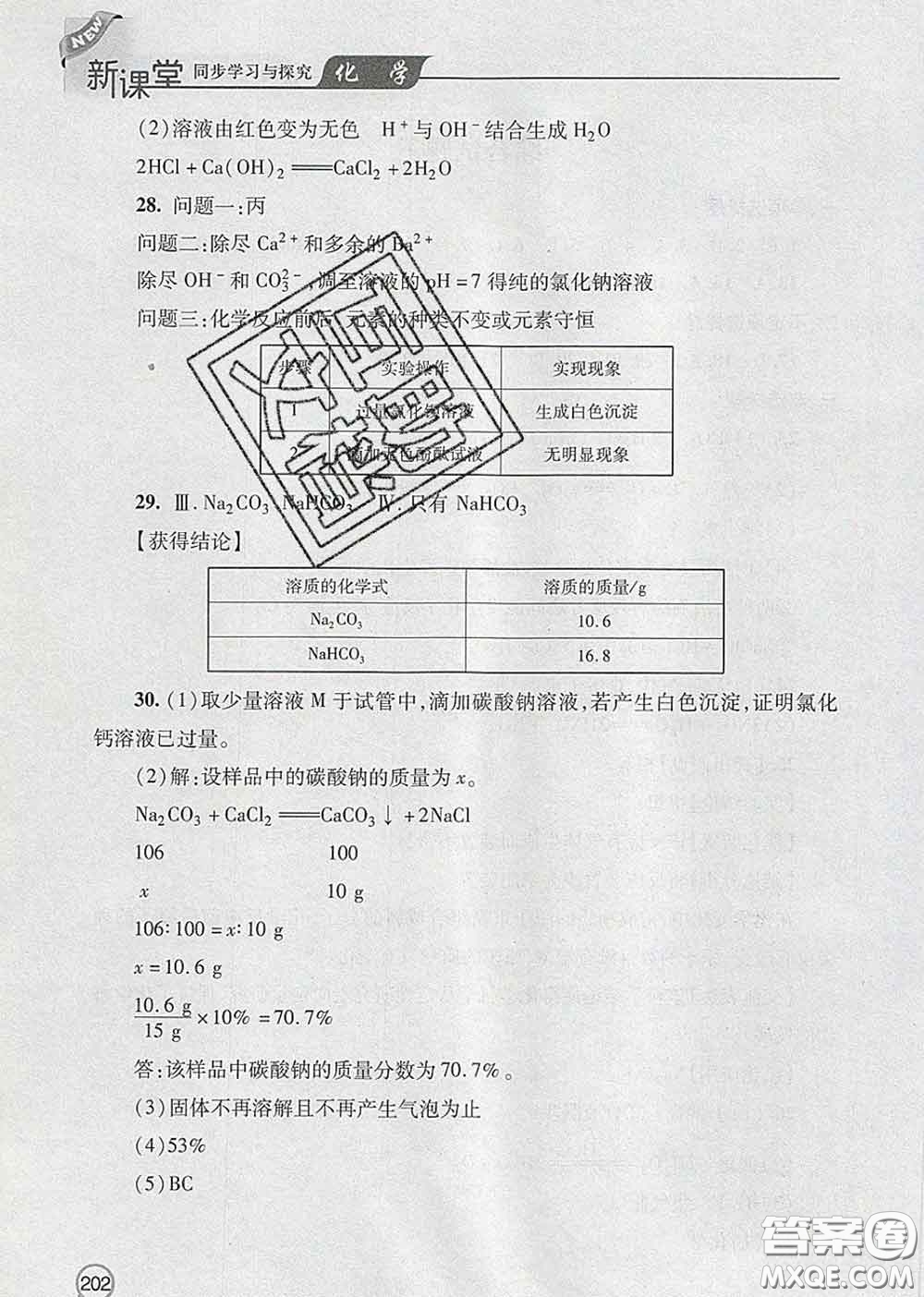 青島出版社2020春新課堂同步學(xué)習(xí)與探究九年級(jí)化學(xué)下冊(cè)答案