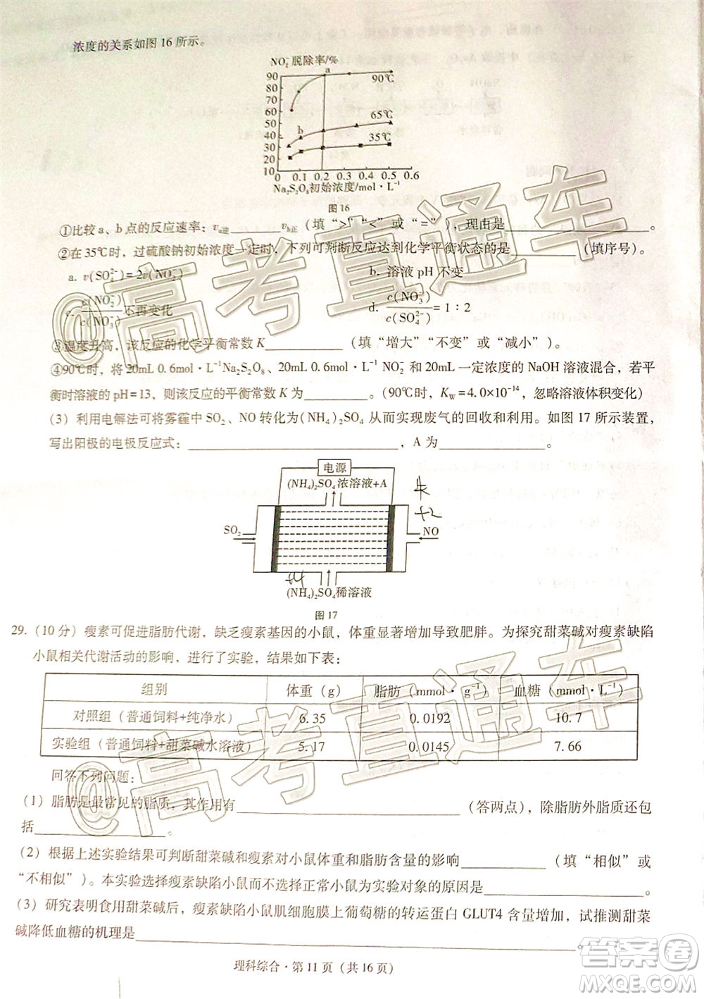 西南名校聯(lián)盟2020屆3+3+3高考備考診斷性聯(lián)考卷二理科綜合試題及答案