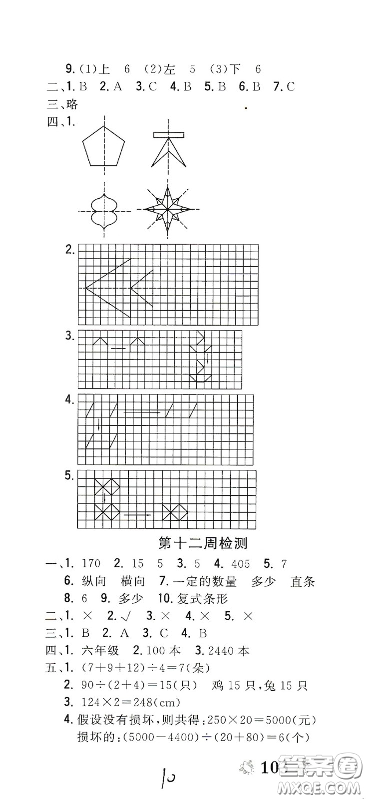 2020全能練考卷四年級數(shù)學下冊人教版答案