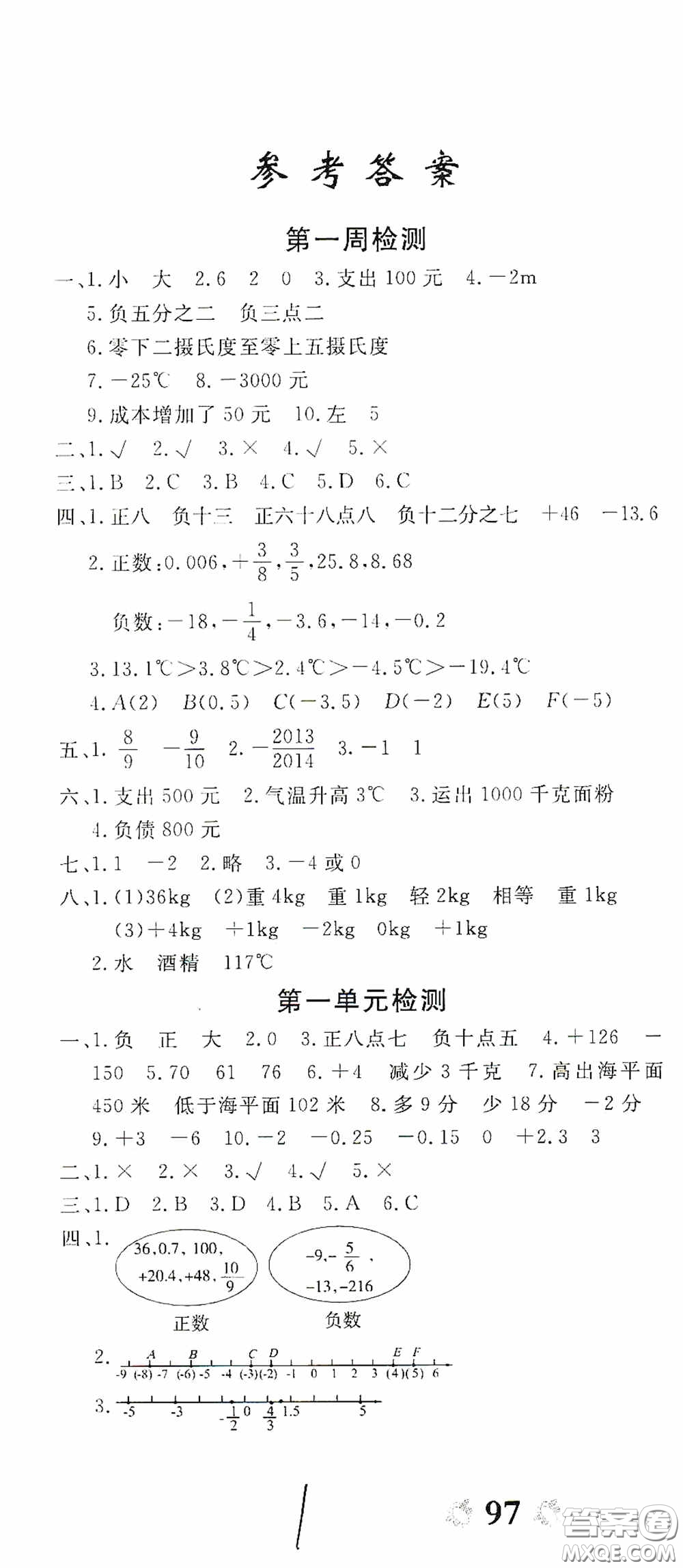 2020年全能練考卷六年級數(shù)學下冊人教版答案