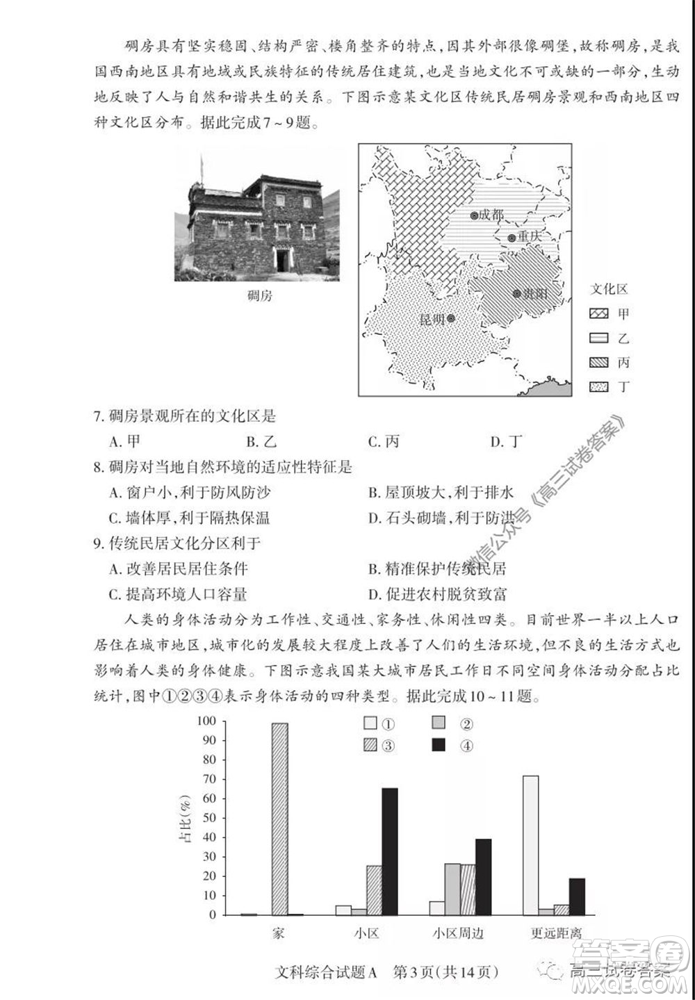 2020年山西省高考考前適應性測試二文科綜合試題及答案