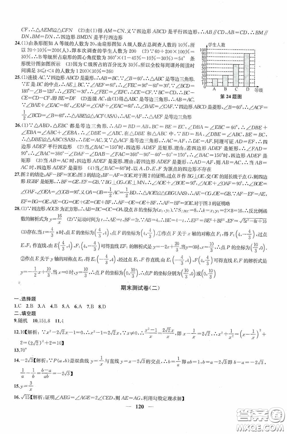 蘇州大學(xué)出版社2020版沖刺名校大試卷八年級(jí)數(shù)學(xué)下冊(cè)國(guó)標(biāo)江蘇版答案