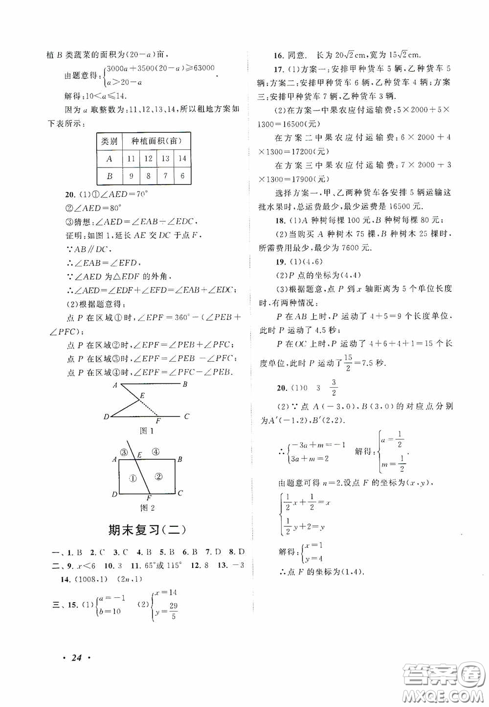 2020拓展與培優(yōu)七年級數(shù)學(xué)下冊人民教育教材適用答案