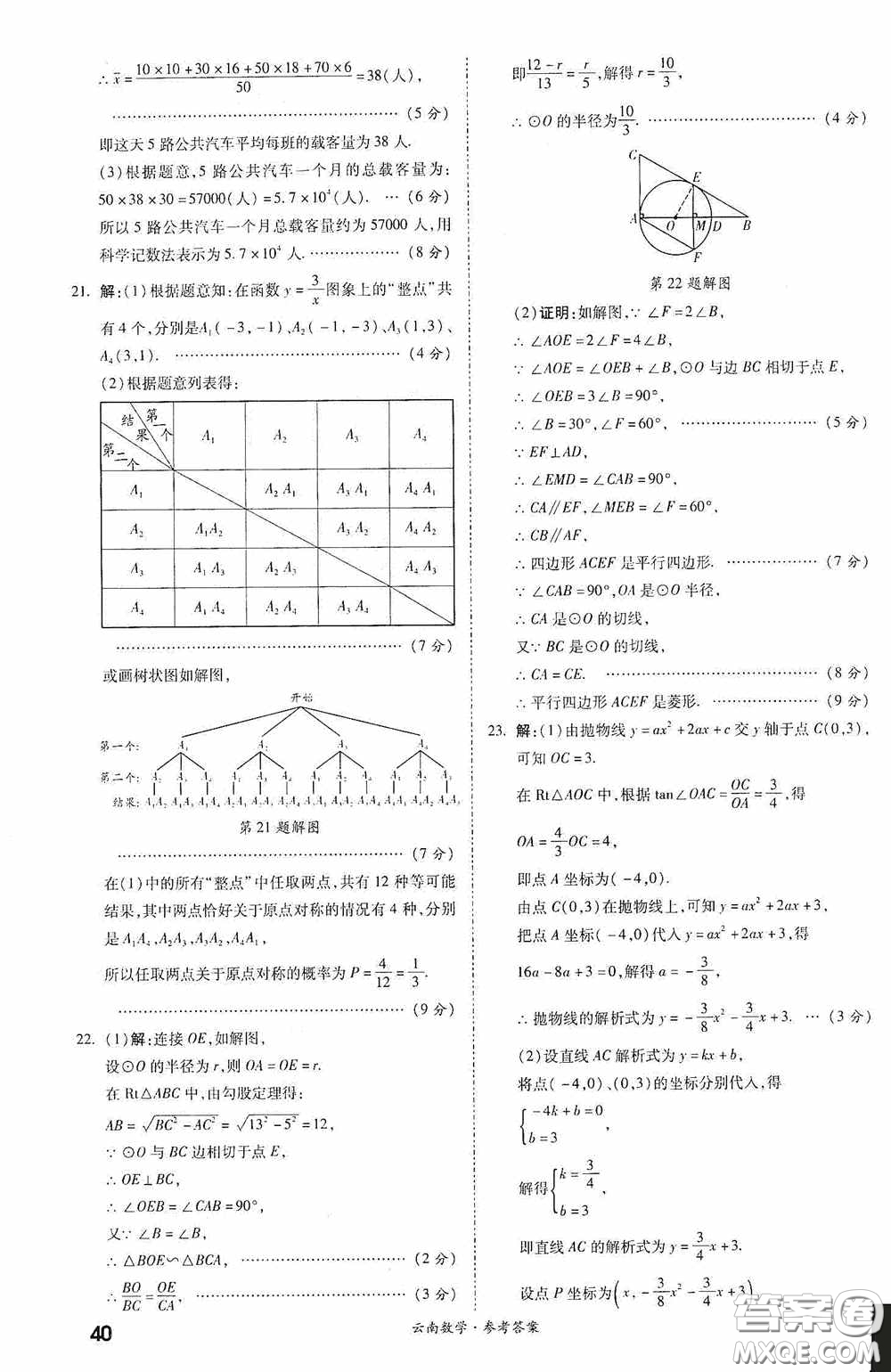 四川教育出版社2020一戰(zhàn)成名中考真題與拓展訓(xùn)練數(shù)學(xué)云南版答案