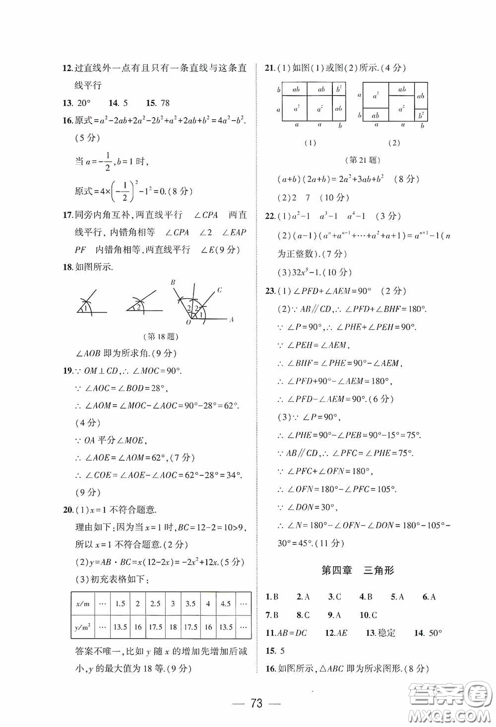 大象出版社2020大數(shù)據(jù)學(xué)科質(zhì)量測評七年級數(shù)學(xué)下冊人教版答案