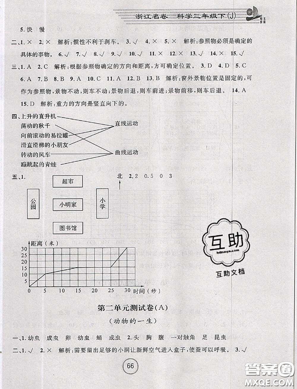 浙江大學(xué)出版社2020春浙江名卷三年級(jí)科學(xué)下冊(cè)教科版答案