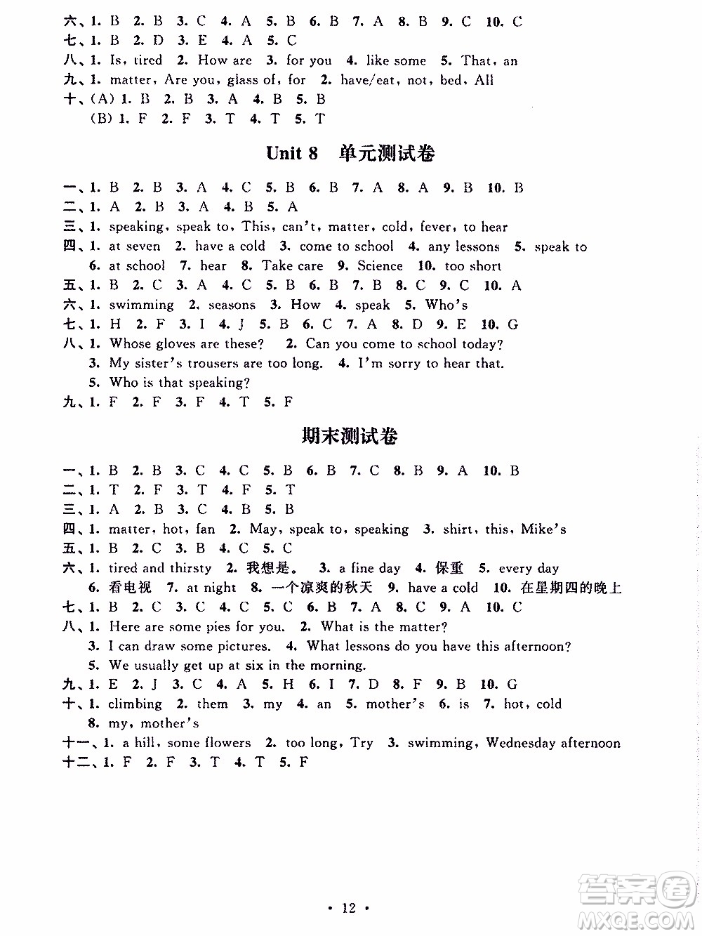 江蘇人民出版社2020年創(chuàng)新課堂學(xué)與練英語(yǔ)四年級(jí)下冊(cè)參考答案