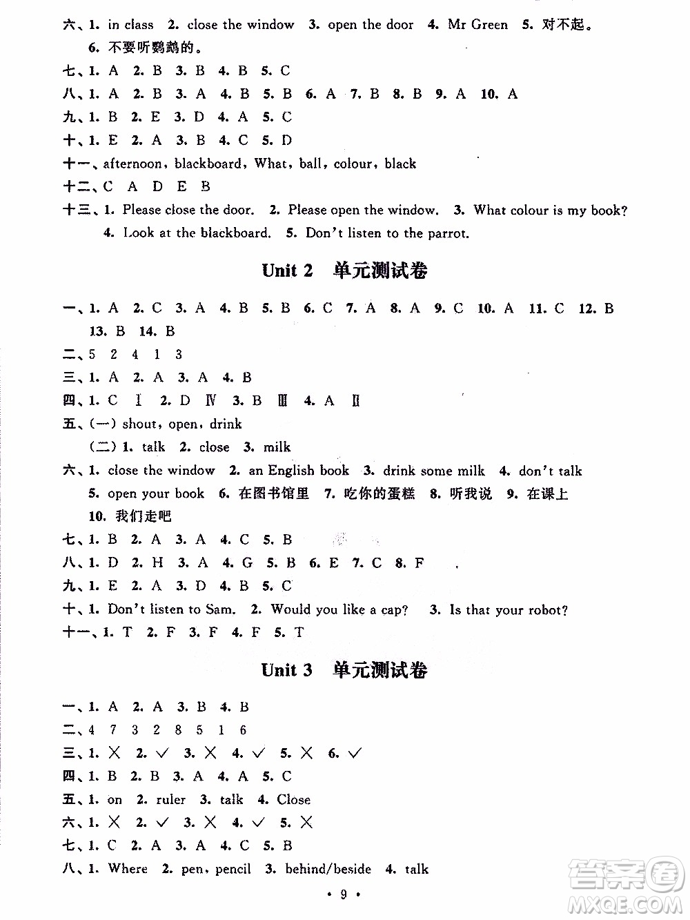 江蘇人民出版社2020年創(chuàng)新課堂學(xué)與練英語(yǔ)三年級(jí)下冊(cè)參考答案