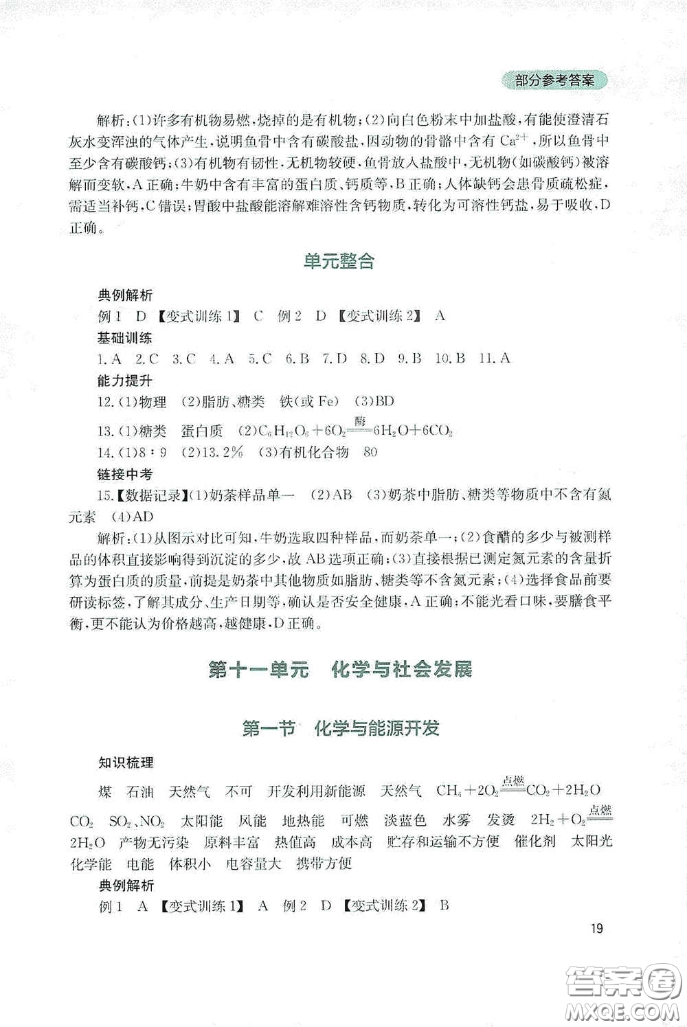 四川教育出版社2020新課程實踐與探究叢書九年級化學(xué)下冊山東教育版答案