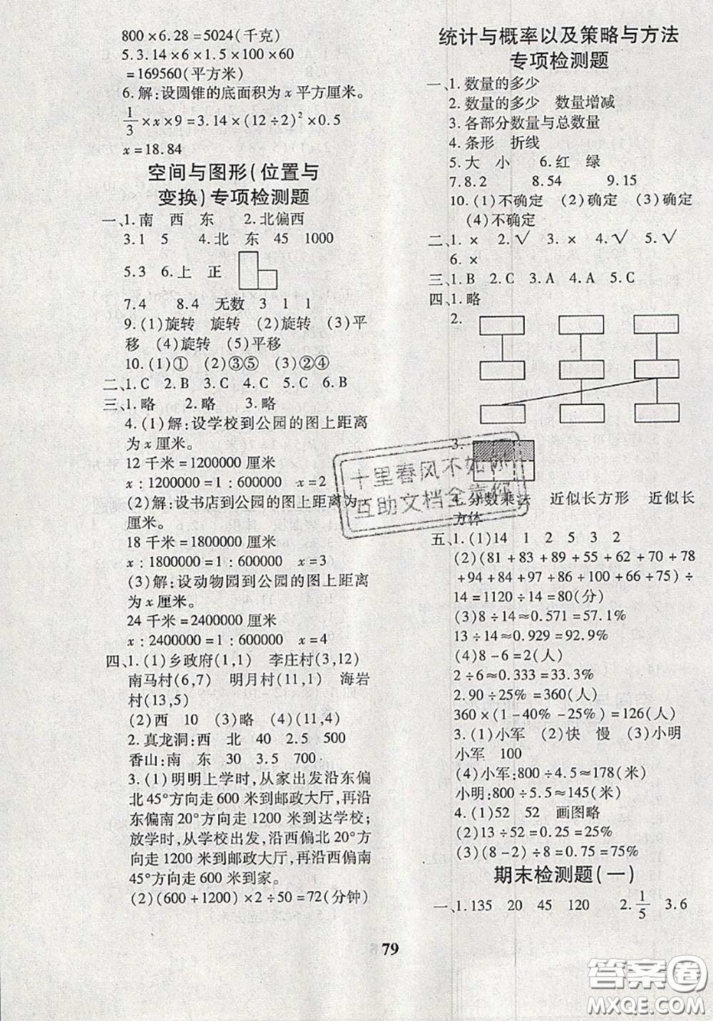 2020新版黃岡360度定制密卷六年級數(shù)學下冊青島版答案