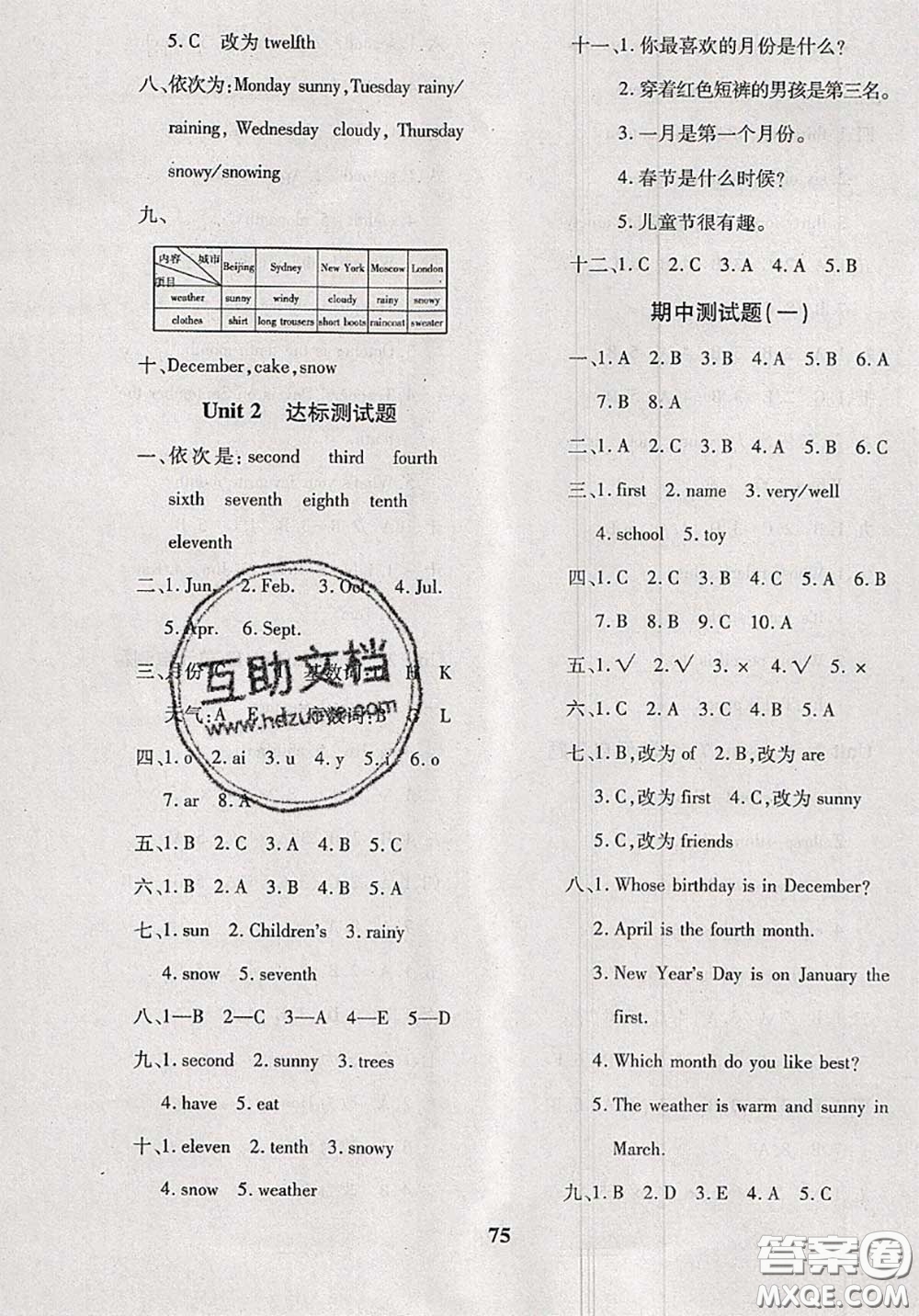 2020新版黃岡360度定制密卷四年級英語下冊冀教版答案