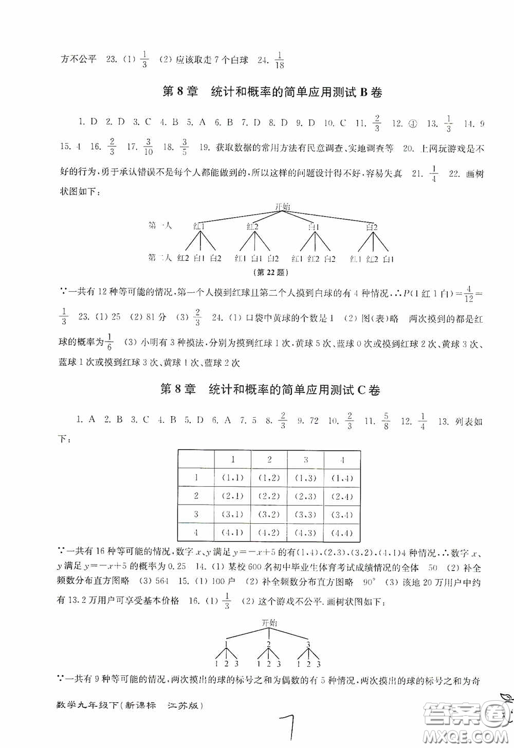 東南大學(xué)出版社2020江蘇密卷九年級數(shù)學(xué)下冊江蘇版答案