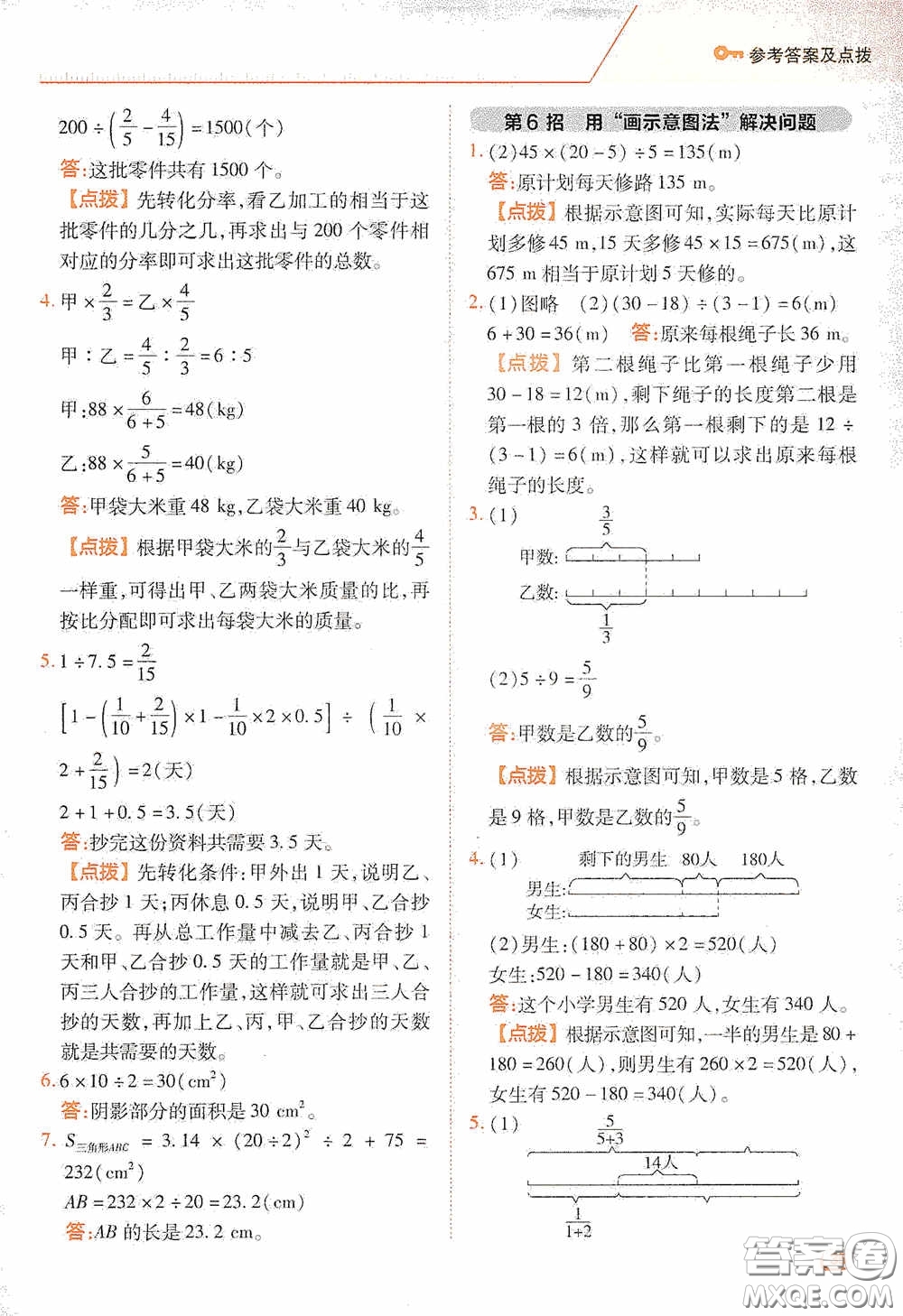 陜西人民教育出版社2020典中點(diǎn)極速提分法六年級數(shù)學(xué)下冊BS版答案