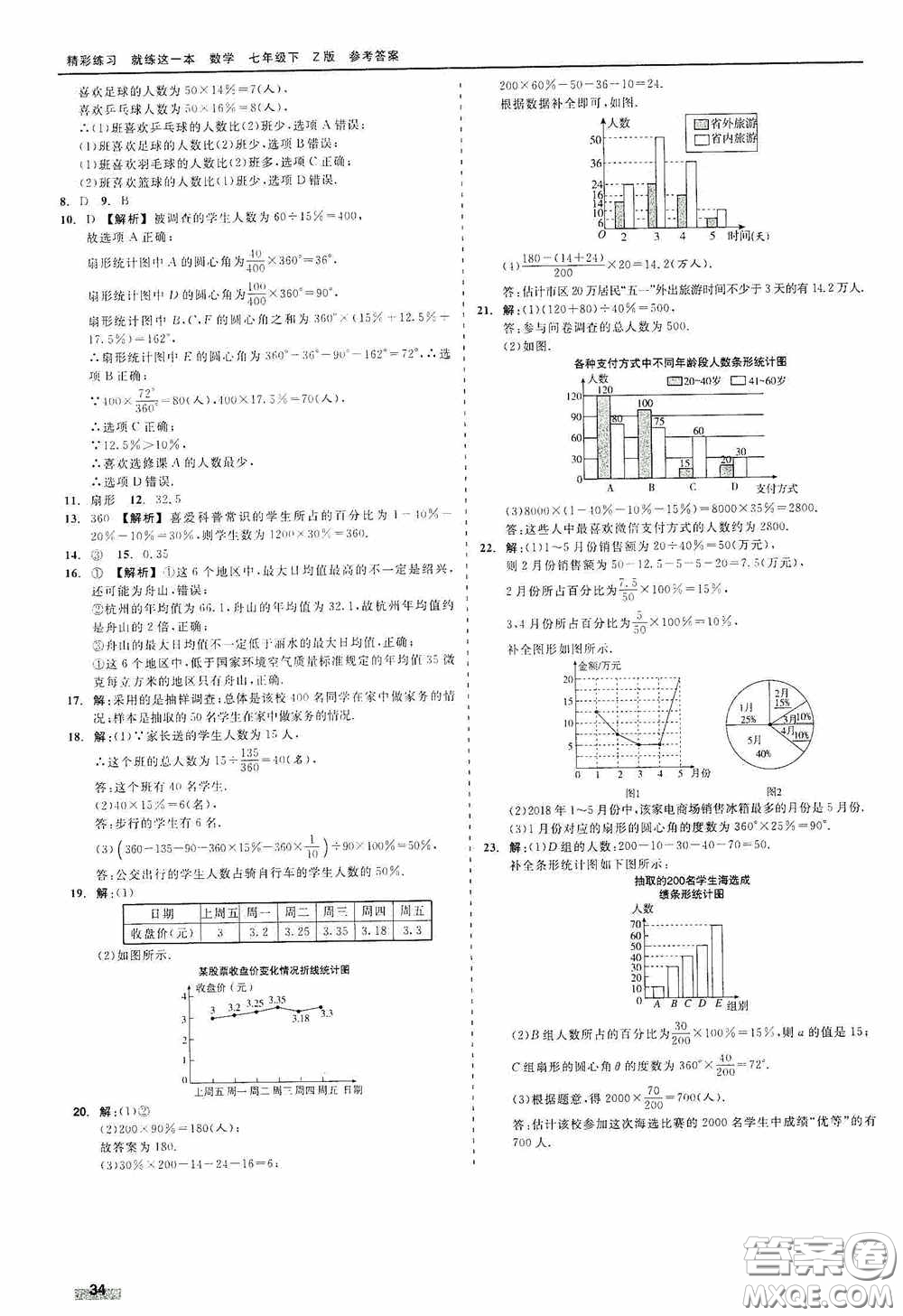 浙江工商大學(xué)出版社2020精彩練習(xí)就練這一本七年級(jí)數(shù)學(xué)下冊(cè)Z版B本答案