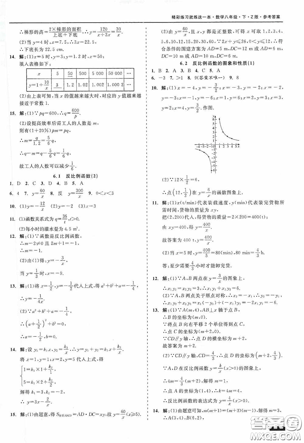 浙江工商大學(xué)出版社2020精彩練習(xí)就練這一本八年級數(shù)學(xué)下冊Z版A本答案