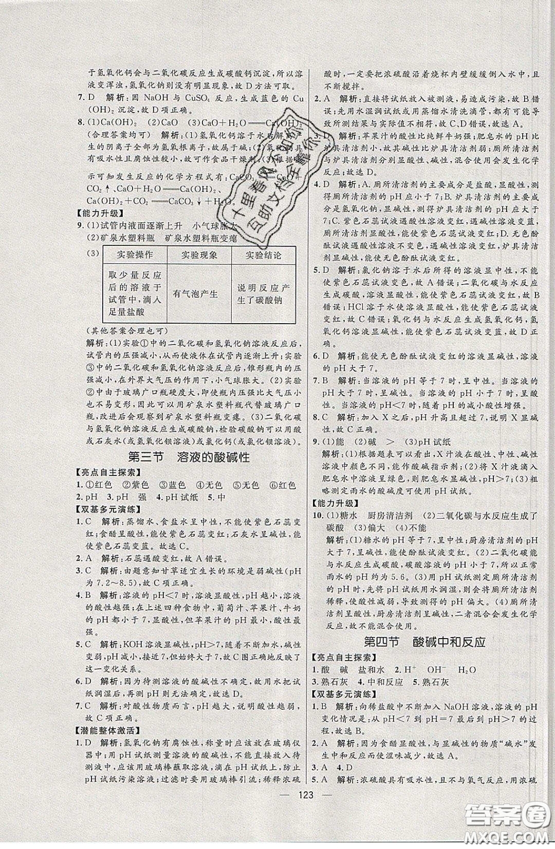 2020年亮點(diǎn)激活中學(xué)教材多元演練九年級(jí)化學(xué)下冊(cè)魯教版答案