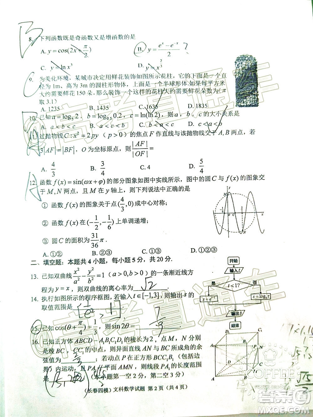 長春市2020屆高三質(zhì)量監(jiān)測四文科數(shù)學(xué)試題及答案