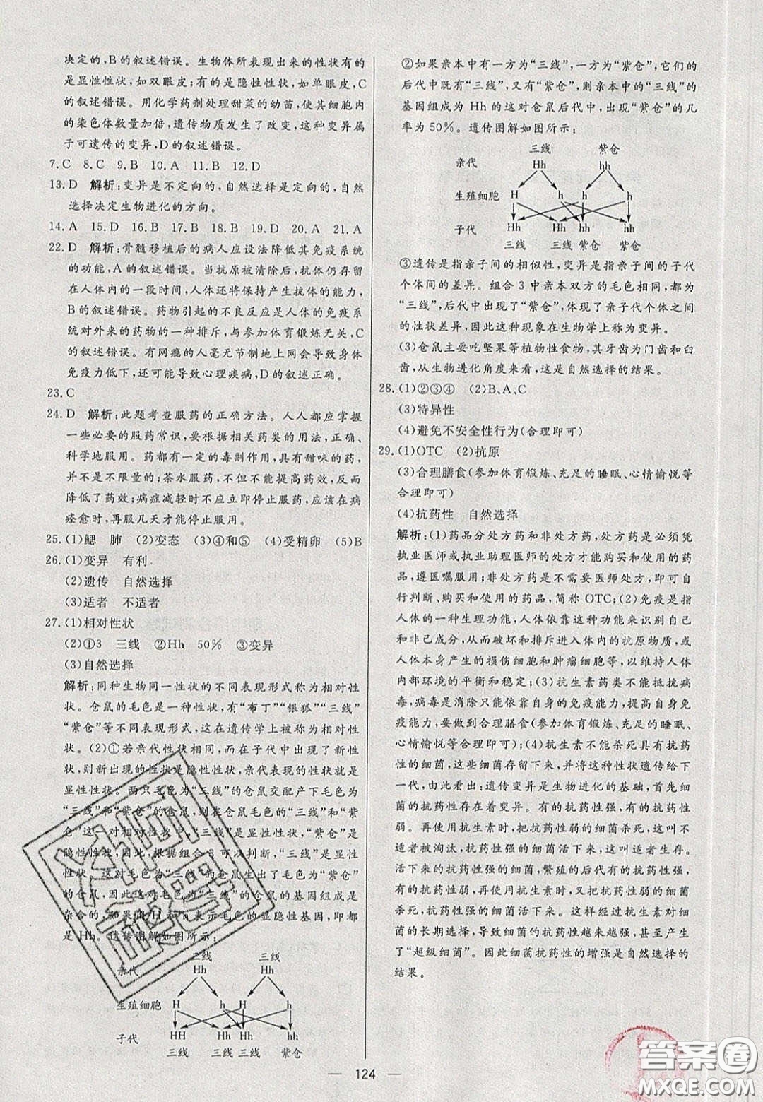 2020年亮點(diǎn)激活中學(xué)教材多元演練八年級生物下冊人教版答案