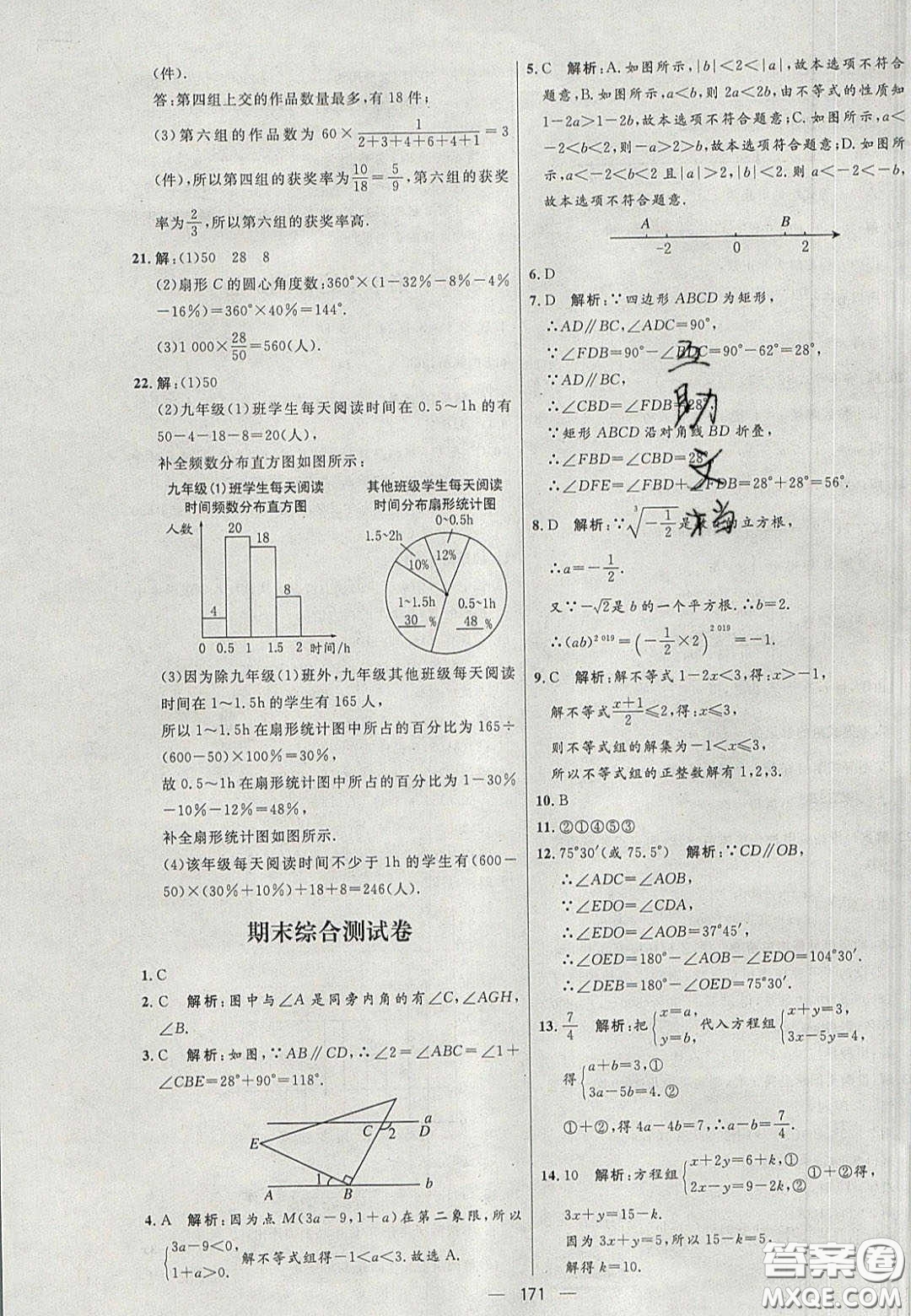 2020年亮點激活中學教材多元演練七年級數(shù)學下冊人教版答案