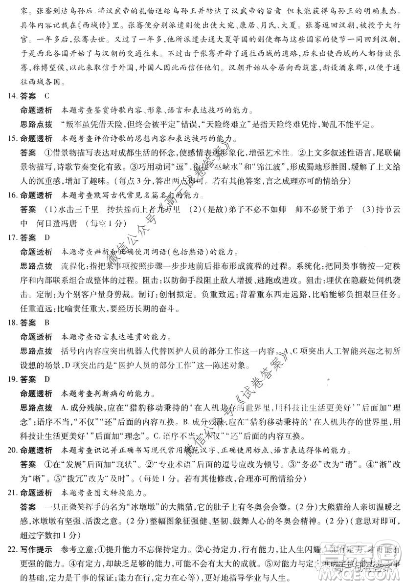 天一大聯(lián)考2019-2020學年高中畢業(yè)班階段性測試四全國版語文試題及答案