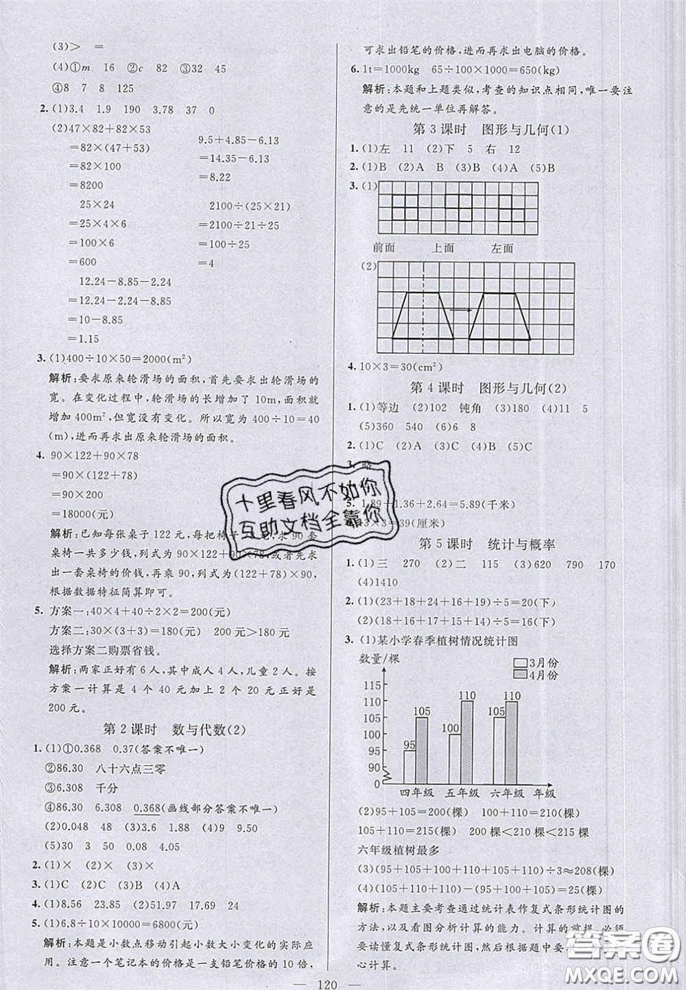 2020亮點(diǎn)激活小學(xué)教材多元演練四年級數(shù)學(xué)下冊人教版答案