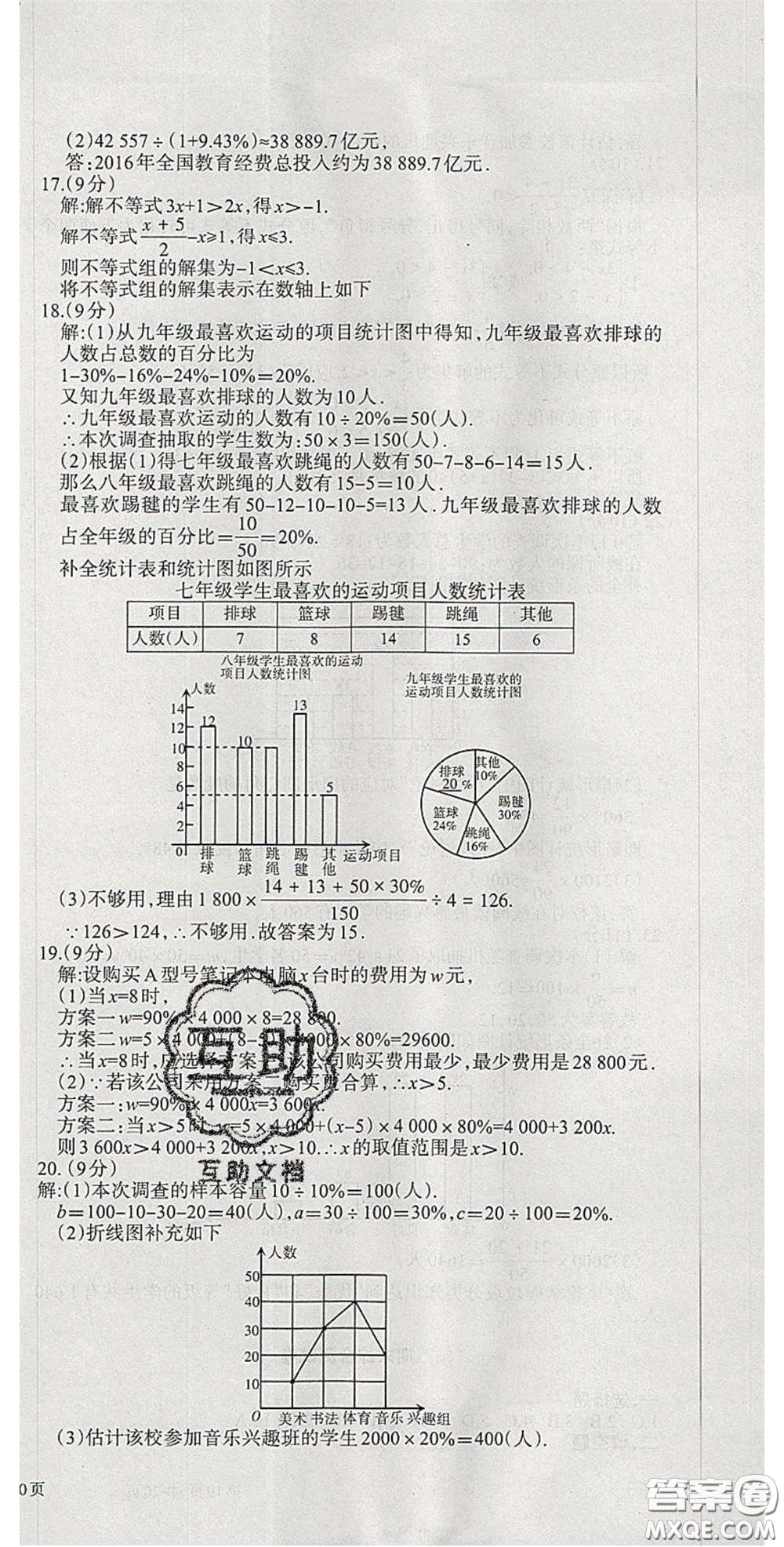 陽光出版社2020年優(yōu)品單元與期末七年級數(shù)學下冊人教版答案