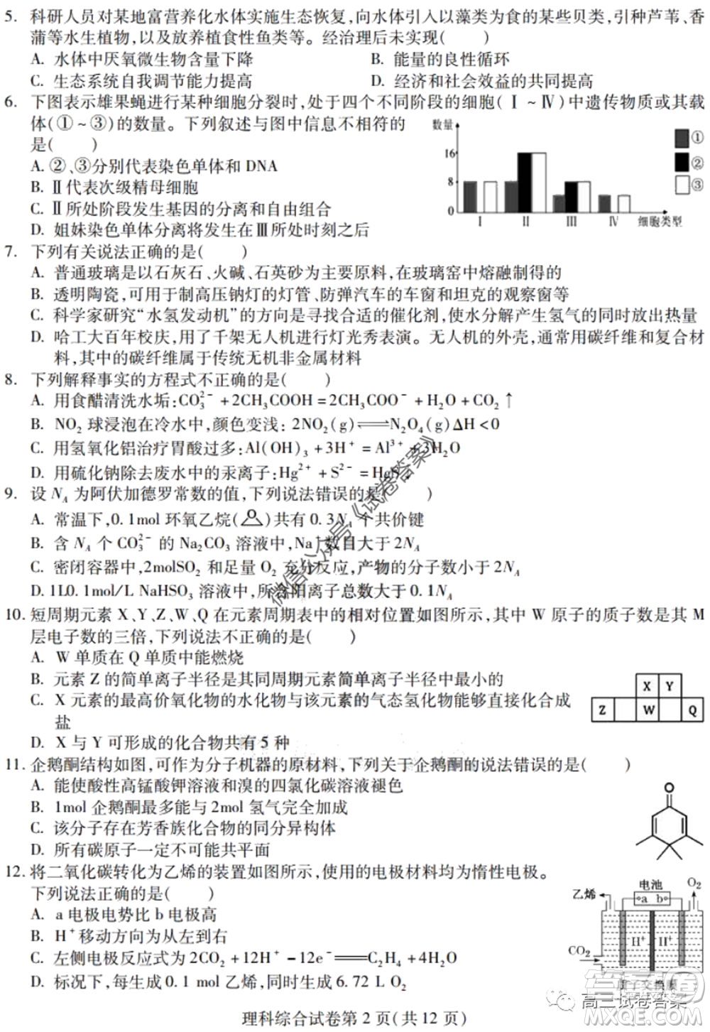 黑龍江省實(shí)驗(yàn)中學(xué)2020年第三次模擬考試?yán)砜凭C合試題及答案