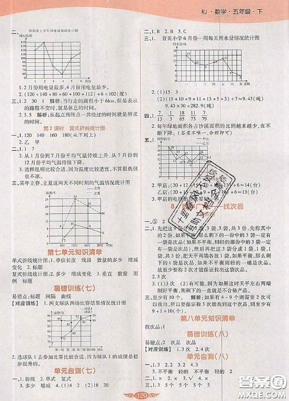 2020新版世紀百通百通作業(yè)本五年級數(shù)學下冊人教版答案