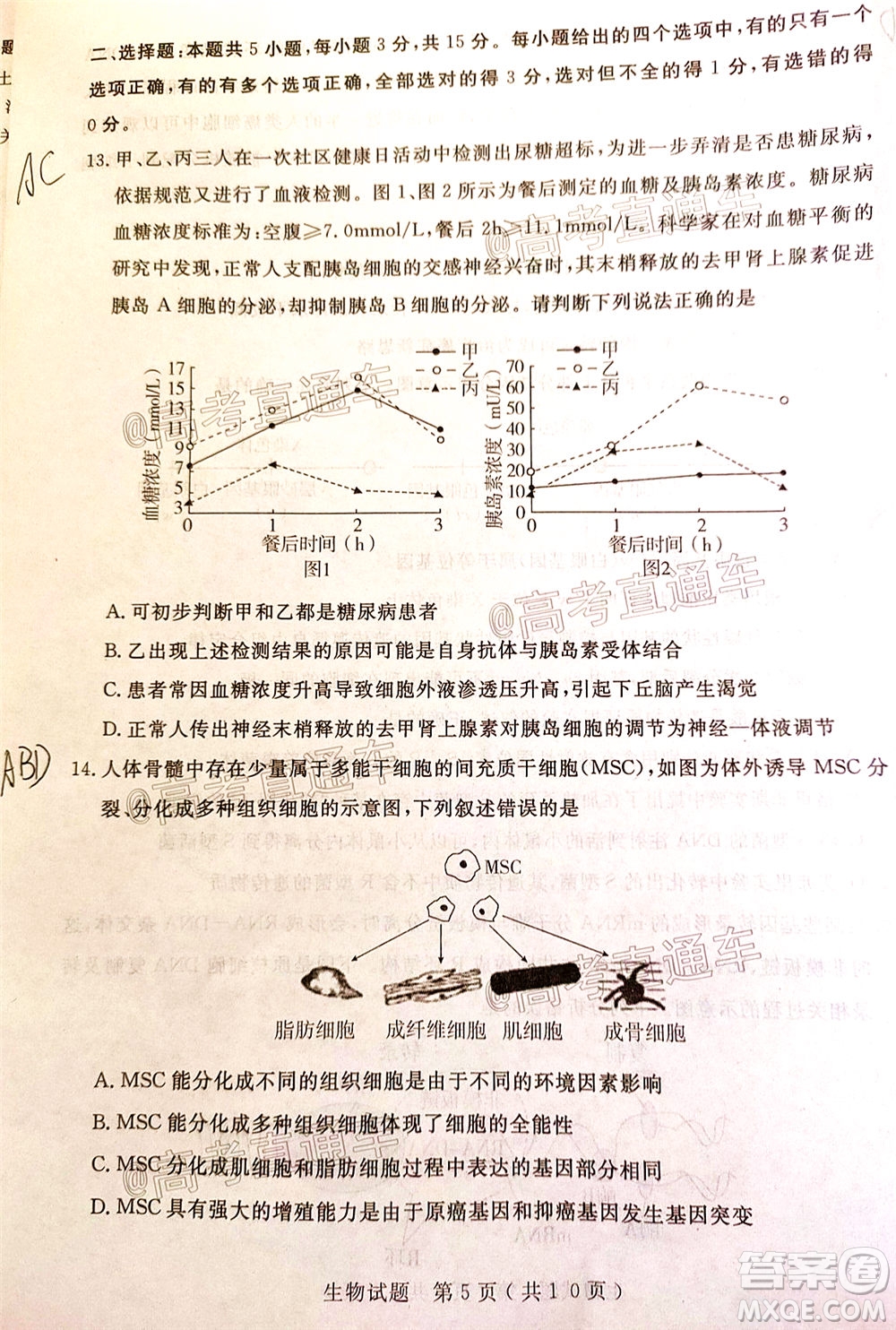 濟(jì)寧二模2019-2020學(xué)年度高考模擬考試生物試題及答案