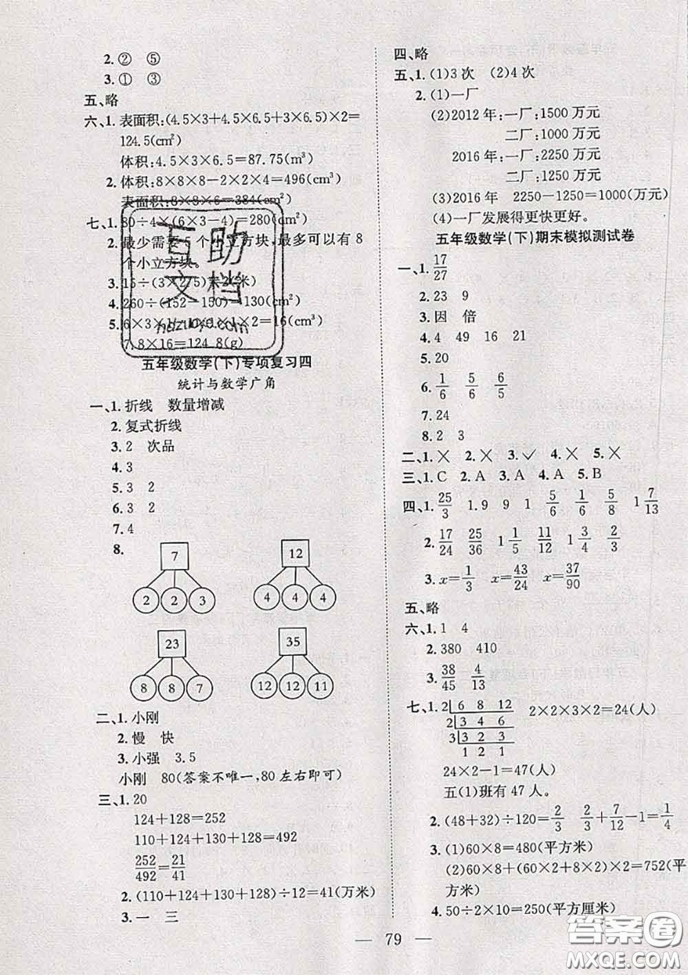 2020新版陽光全優(yōu)大考卷五年級數(shù)學(xué)下冊人教版答案