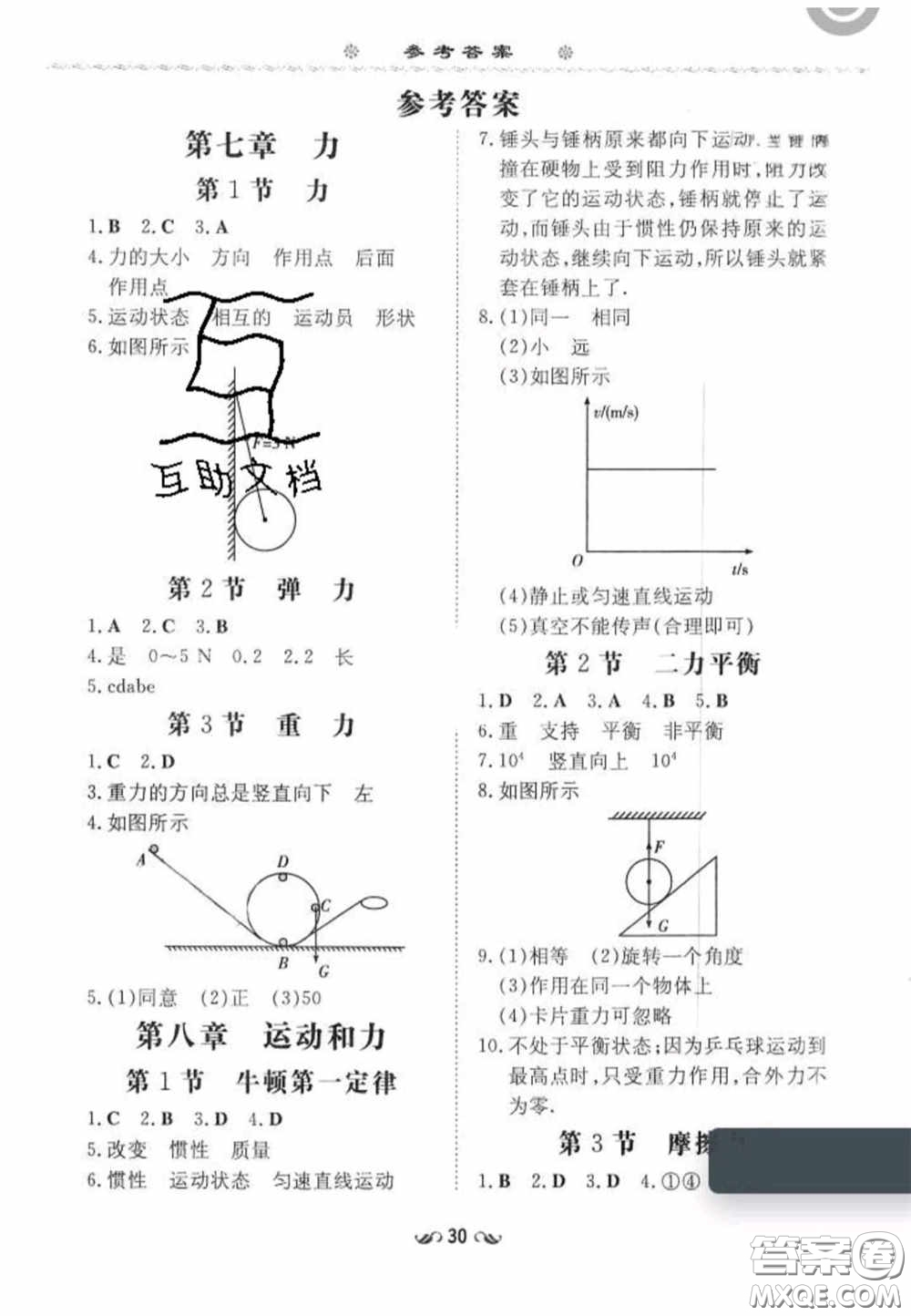 2020初中同步學(xué)習(xí)導(dǎo)與練導(dǎo)學(xué)探究案八年級(jí)物理下冊(cè)人教版答案