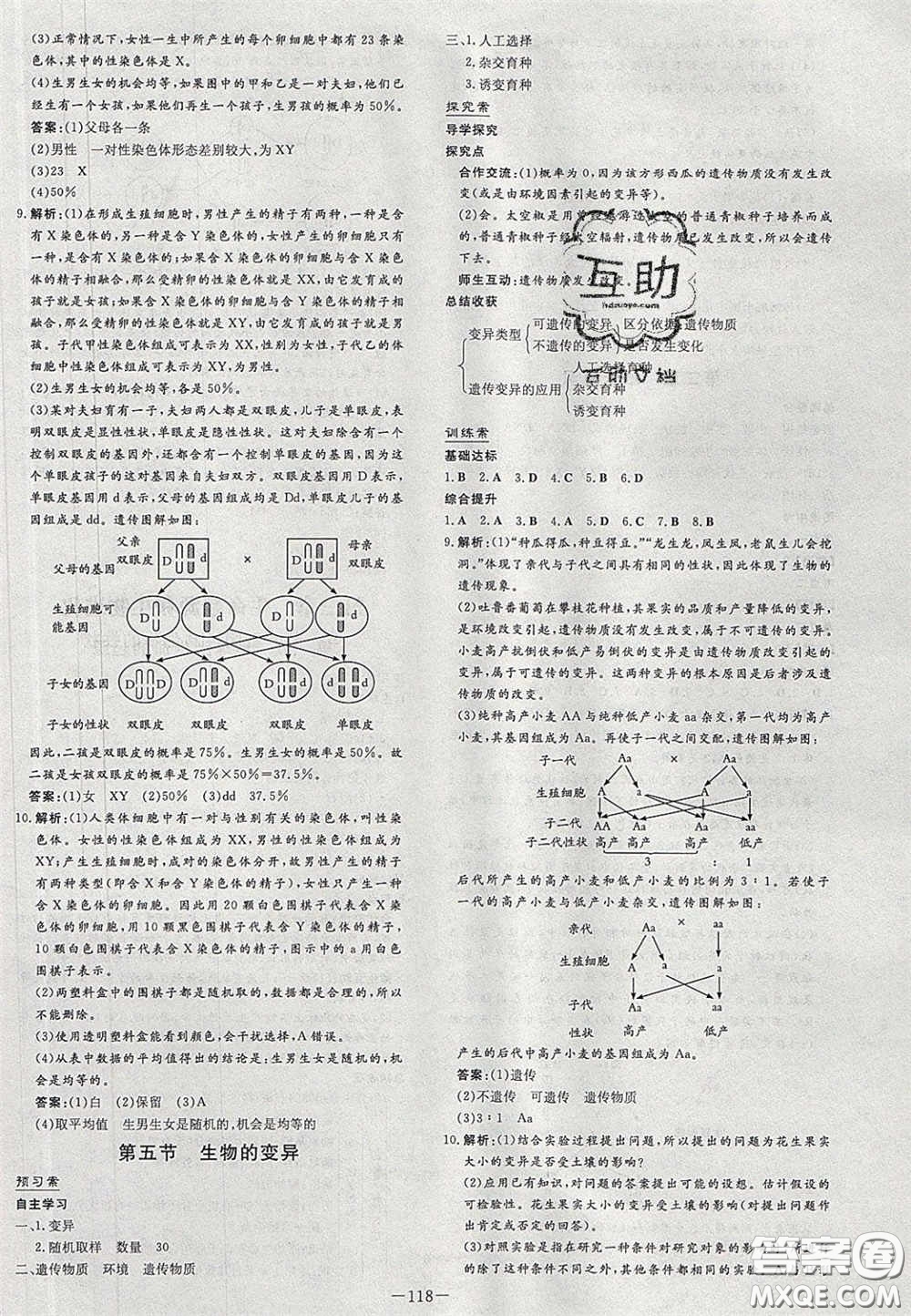 2020初中同步學(xué)習(xí)導(dǎo)與練導(dǎo)學(xué)探究案八年級生物下冊人教版答案